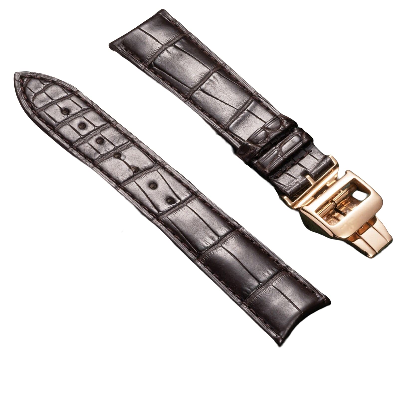 JDIME Per cinturino in pelle Jaeger Fibbia a farfalla in acciaio inossidabile applicabile 20 mm, 22 mm