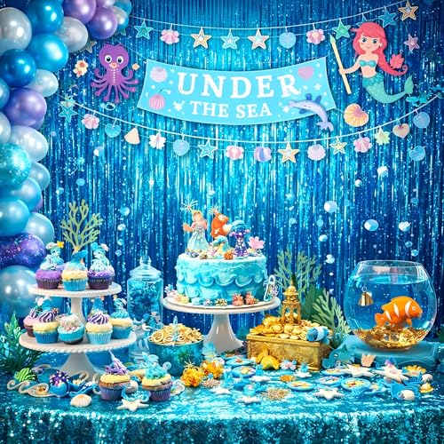Rideaux en guirlande bleu sarcelle métallisé de 1 m x 2,5 m