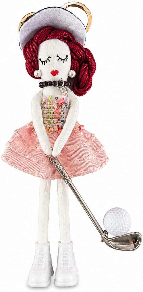 Golf Bag Charm Cute Handmade Golfer Doll Keychain, Gift for Women