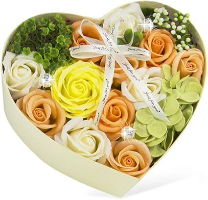 Amazon バラ型ソープフラワー 枯れない花 石鹸花束 創意ハードフラワー形状 ギフトボックス誕生日 母の日 先生の日 バレンタインデー 昇進 転居など最適としてのプレゼント グリーン 造花 オンライン通販