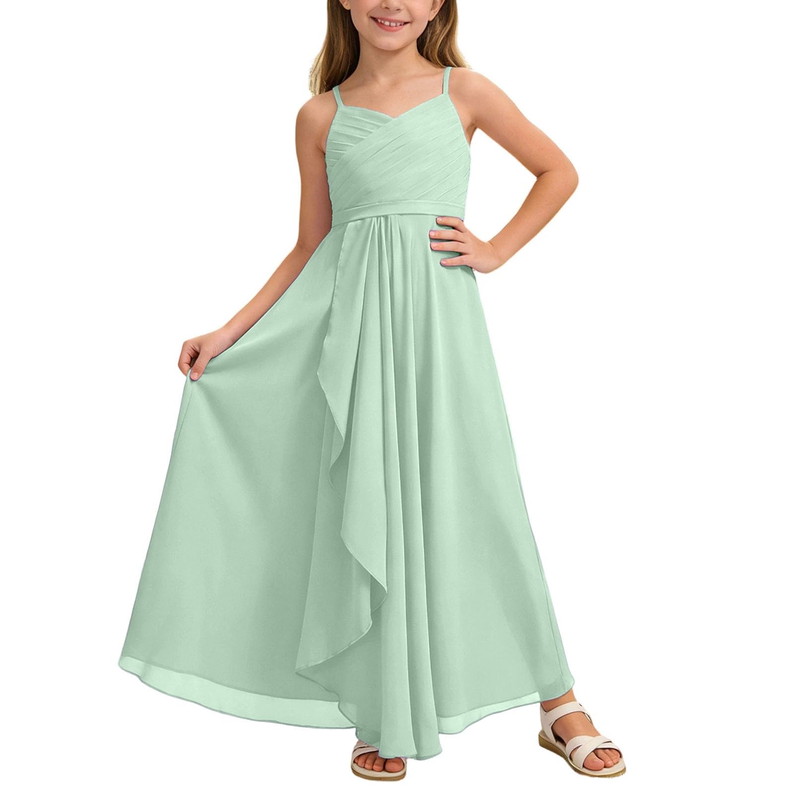 Robe d'été pour fille - En mousseline de soie fluide - Pour demoiselle d'honneur - Robe de mariage - Robe de fête