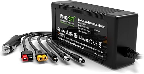 PowerGpt Cargador de coche 5 en 1 de 120 W para estación de energía portátil, adaptador de cable de carga rápida PD 3.0 Fuente de alimentación para