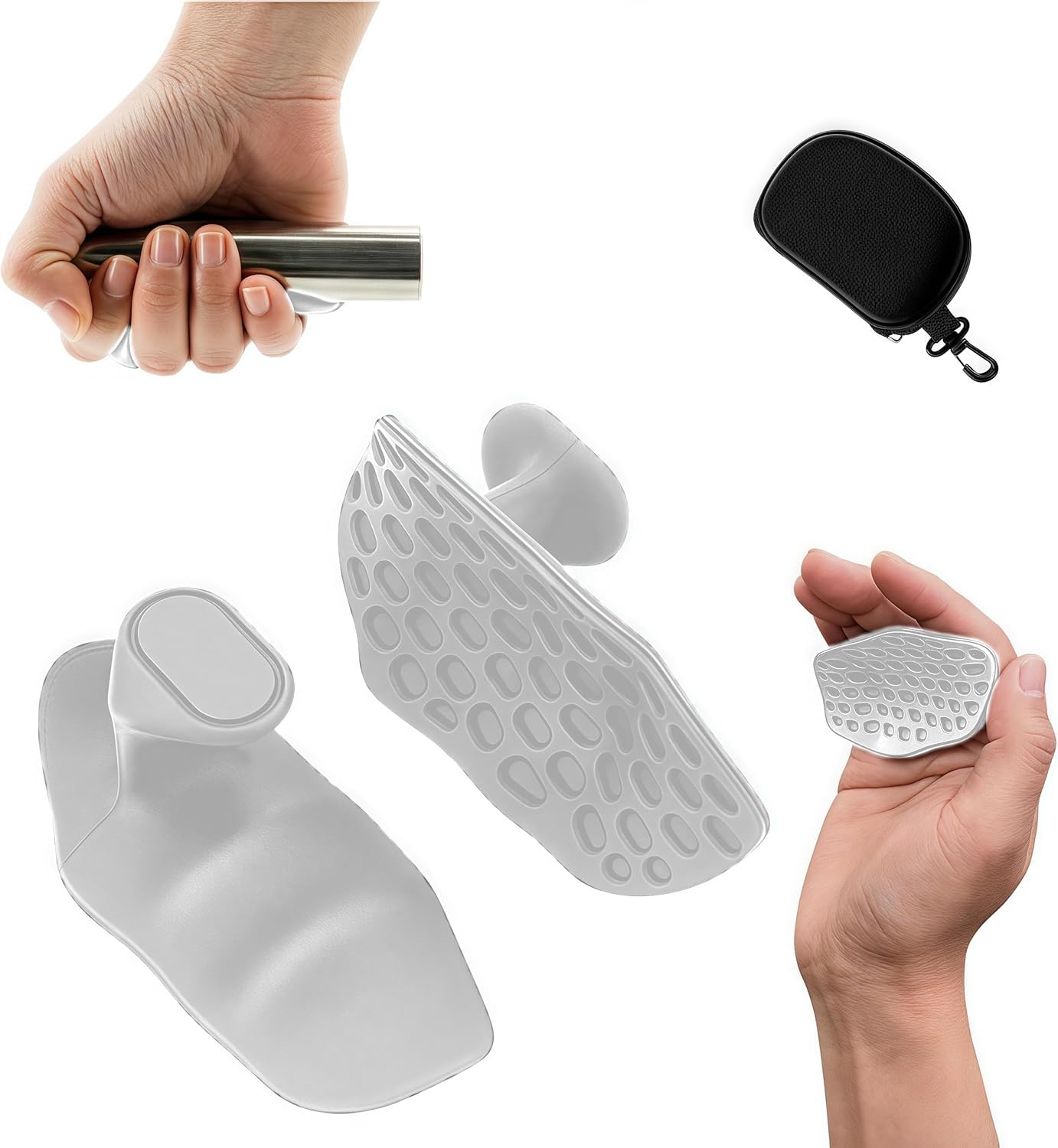 WACURRENTHYD Rubber Gym Grips Fingerless Workout Grips - Ergonomic Rubber Hand Protector Gloves for Weight Lifting, Pull-Ups, Gym Training and Exercise, for Men and Women (Grey)