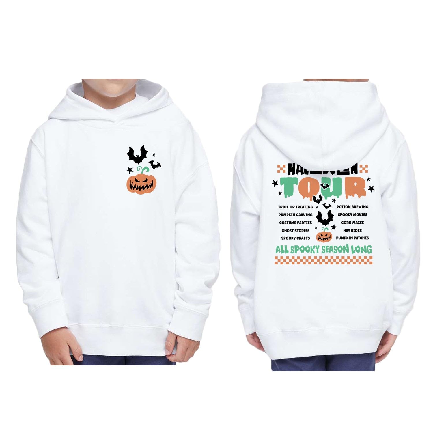 Halloween Tour Front and Back Kids Hoodie Sweatshirt Toddler 4T Light Pink