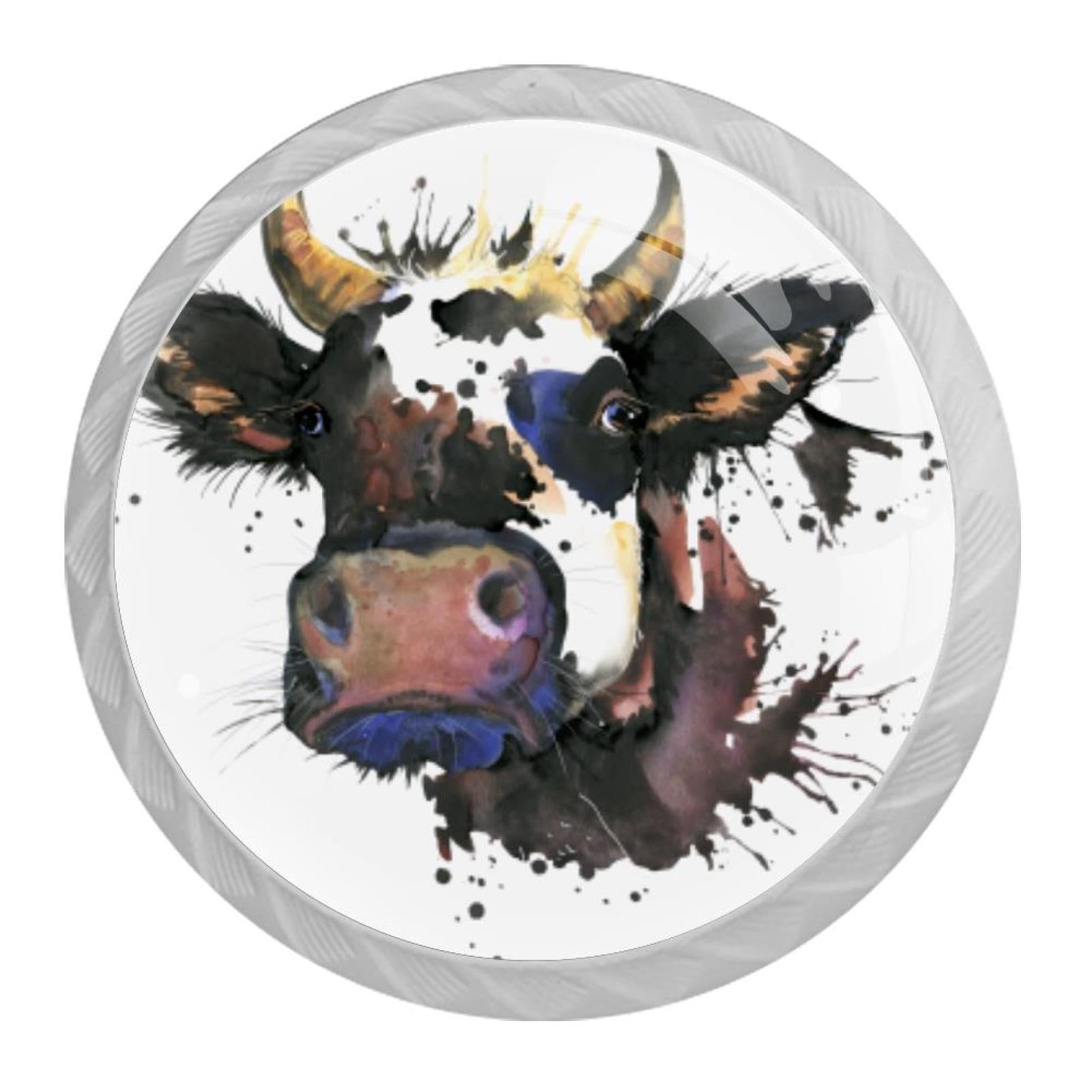Tqmspg 4 Pieces Drawer Pulls Animal Cow Door Knobs Dresser Handles for Kitchen Wardrobe Cupboard Hardware Furniture