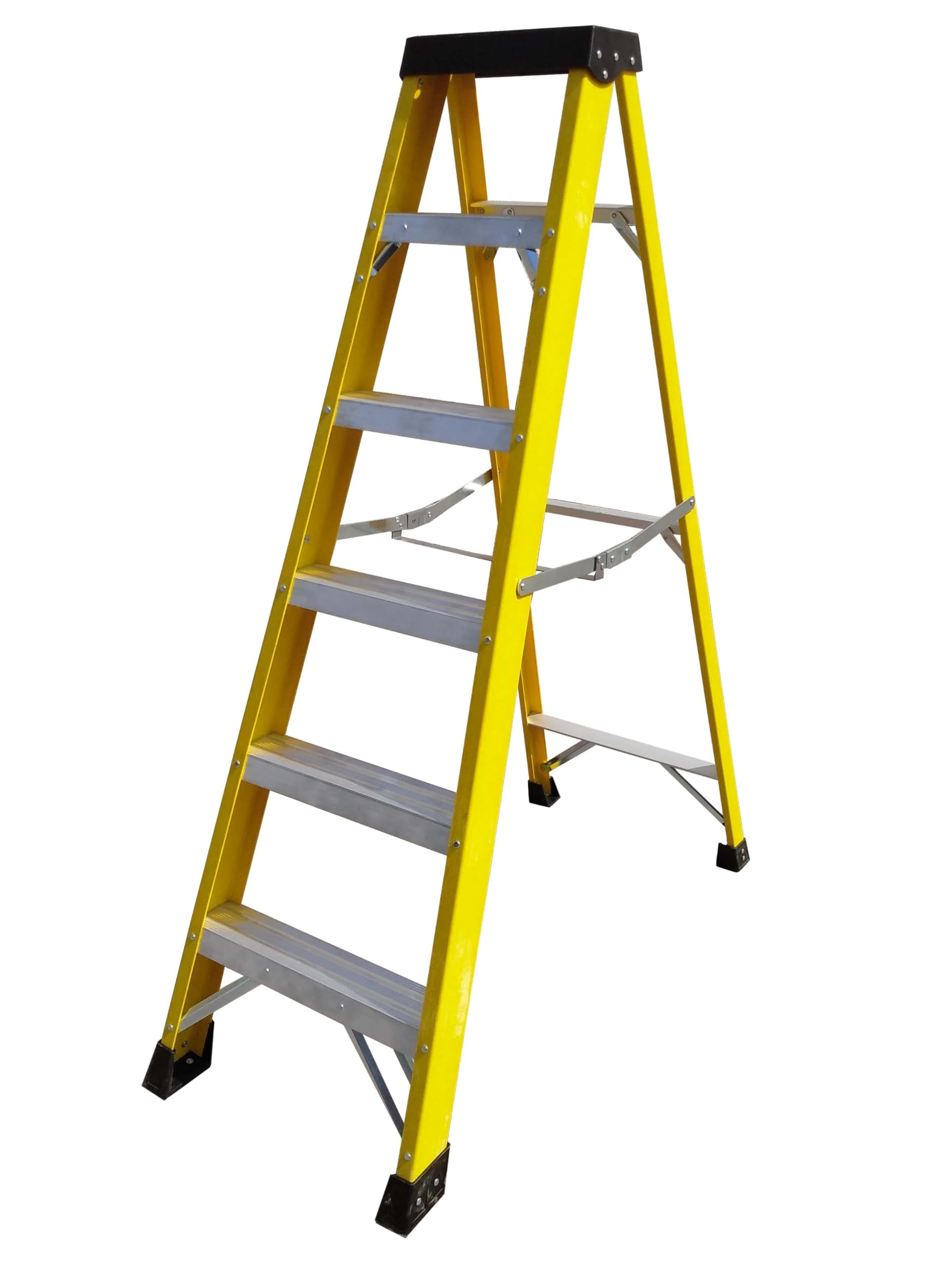 6 Tread Heavy Duty Fibreglass Step Ladder | Electricians GRP Step Ladder 30,000v