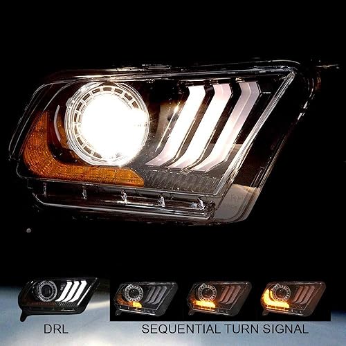 Miniatura 7 de Winjet Serie Renegade compatible con 2010 2011 2012 S197 Ford Mustang S550 estilo LED DRL proyector secuencial rendimiento mercado de accesorios par