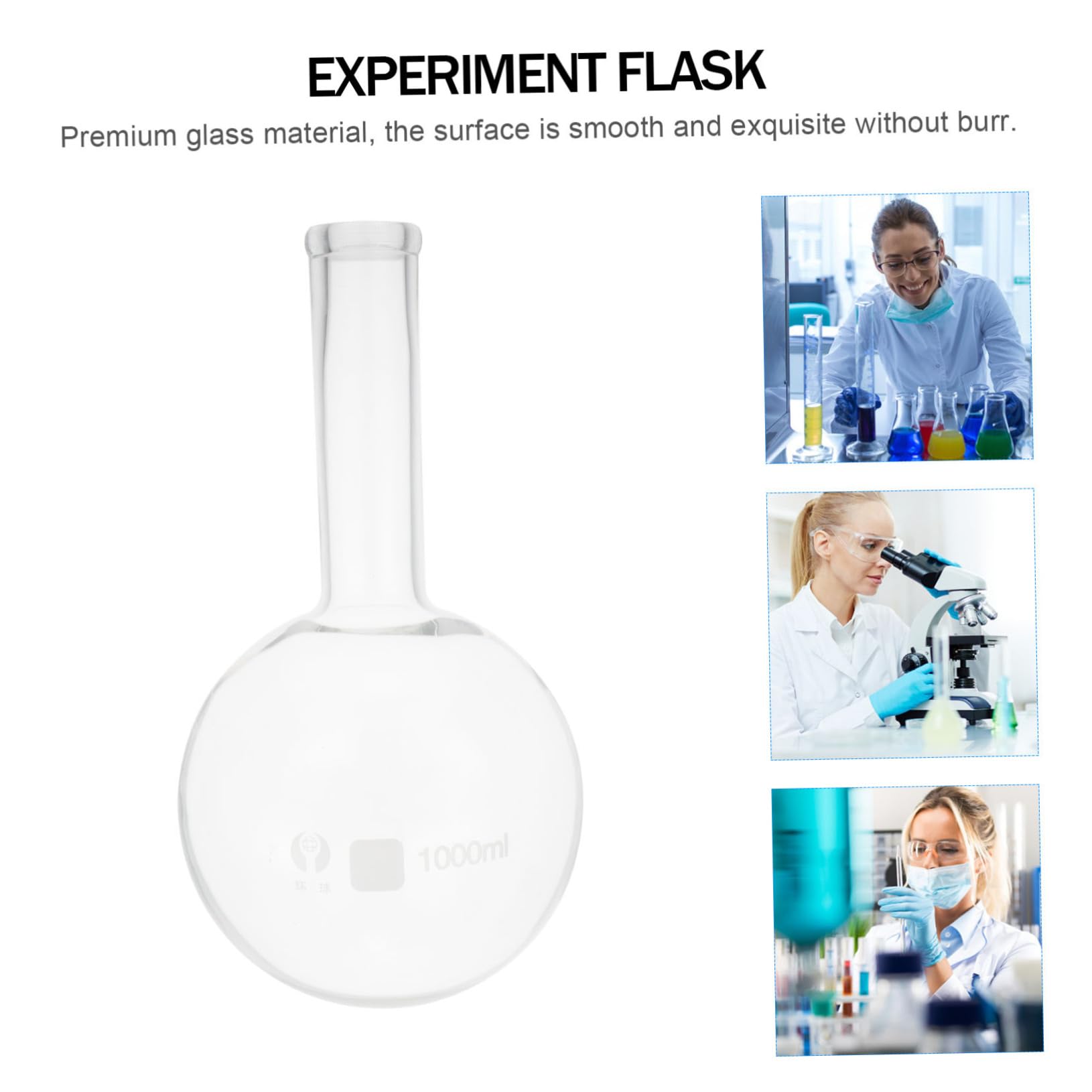 ULTECHNOVO Matraccio da Laboratorio in Vetro 1000ml Collo Alto e Bocca Sottile Resistenti Alte Temperature per Chimica e Scienze