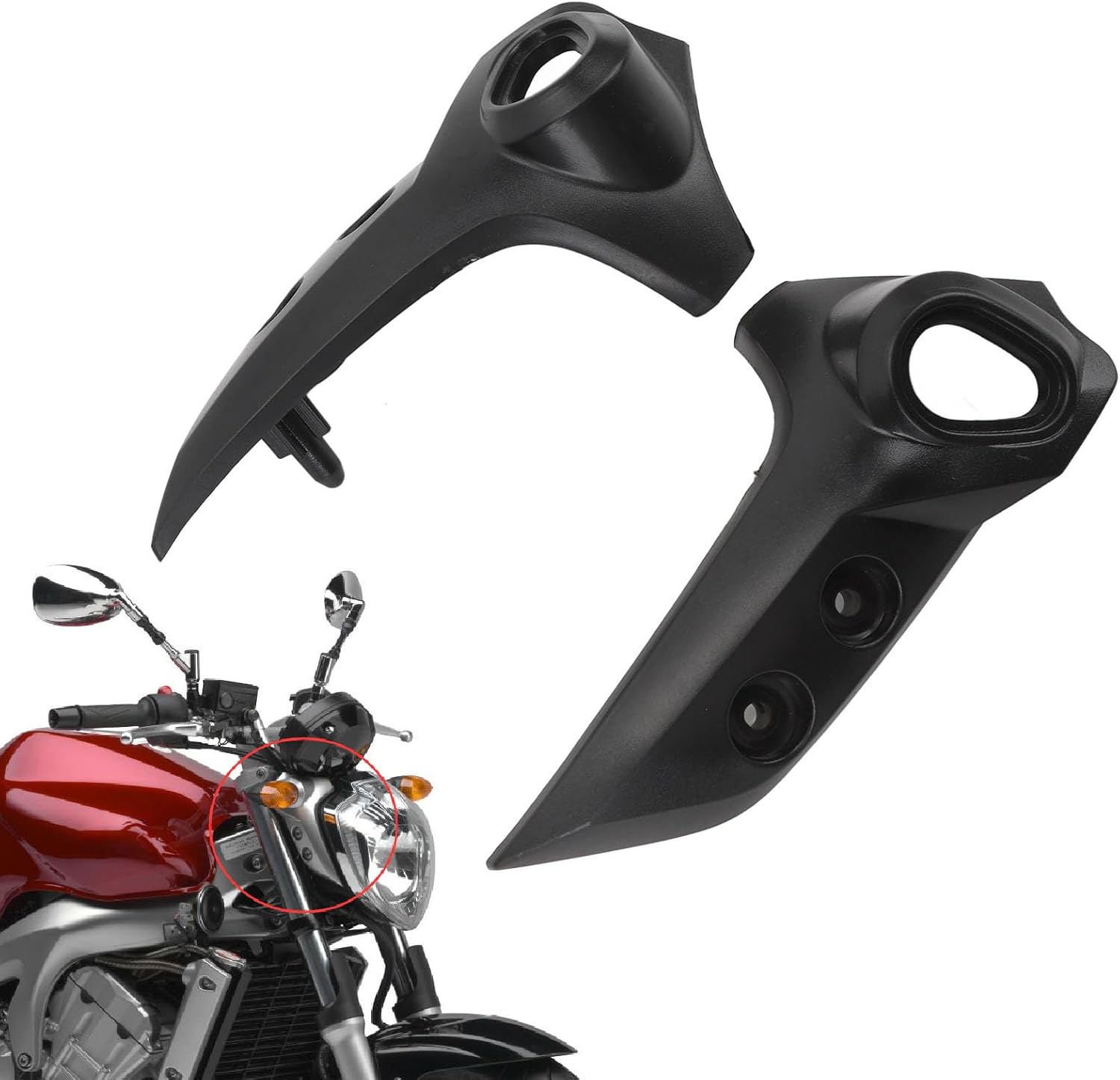 Pair of Front Nose Headlight Fairing Black Cover Replacement for FZ6 FZ 6N 2004 to 2009 Motorcyclists