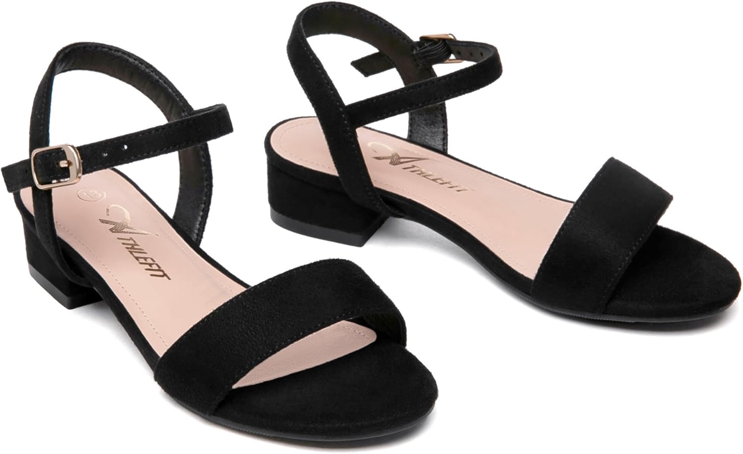 Athlefit Girls Sandals Open Toe Ankle Strap Low Heels Girl Dress Shoes For Toddler Little Big Kid - Image 4