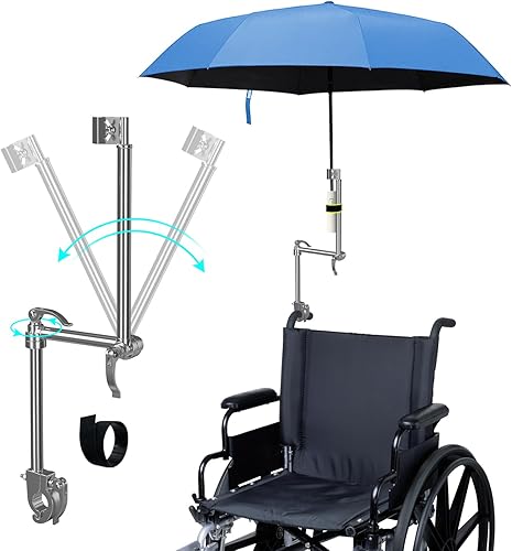 Soporte de soporte para sombrilla de bicicleta, soporte para sombrilla de silla de ruedas para cochecito, manos libres, clip de abrazadera para