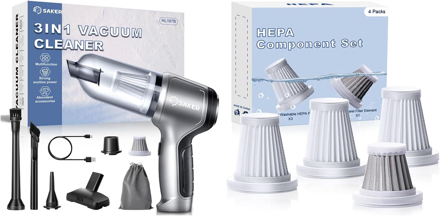 Saker Mini Vacuum Cleaner for Car 3 in 1 Vacuum Cleaner Original Filter