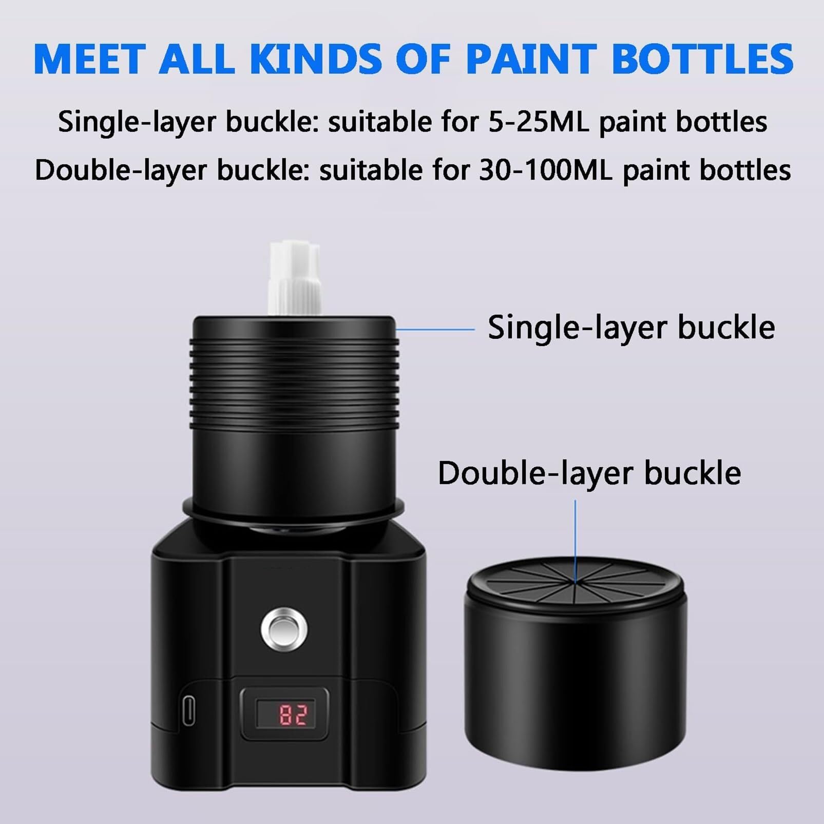 Mini Vortex Mixer, Mezclador De Pintura Eléctrico Con Pantalla Digital De Potencia, Carga Y Conexión, Mezclador De Esmalte Para Botellas De Pintura De 5–100 Ml Para Tinta Pigmentada