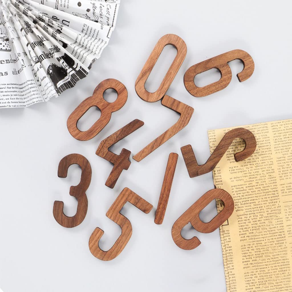 Números digitales for puerta con letras del alfabeto, 1 unidad, decoración numérica de nogal negro 8 cm, número nórdico madera maciza, pared personalizada(1)