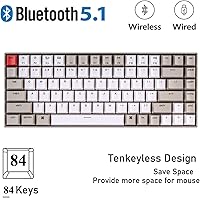 Vista 2 de Keychron Teclado mecánico para juegos K2 inalámbricocableado 84 teclas teclado mecánico retro para máquina de escribir teclado Bluetooth multitarea
