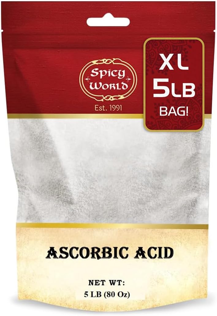 Spicy World Ascorbic Acid Vitamin C Powder 5 LB - Pure VIT C Powder, USP Bulk