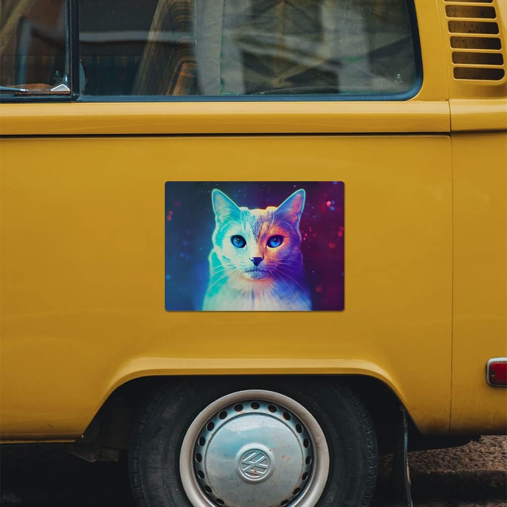 Space Cartoon Cat Car Magnet 2 PCS - Cat Art Car Magnet - Kitten Print Sticker