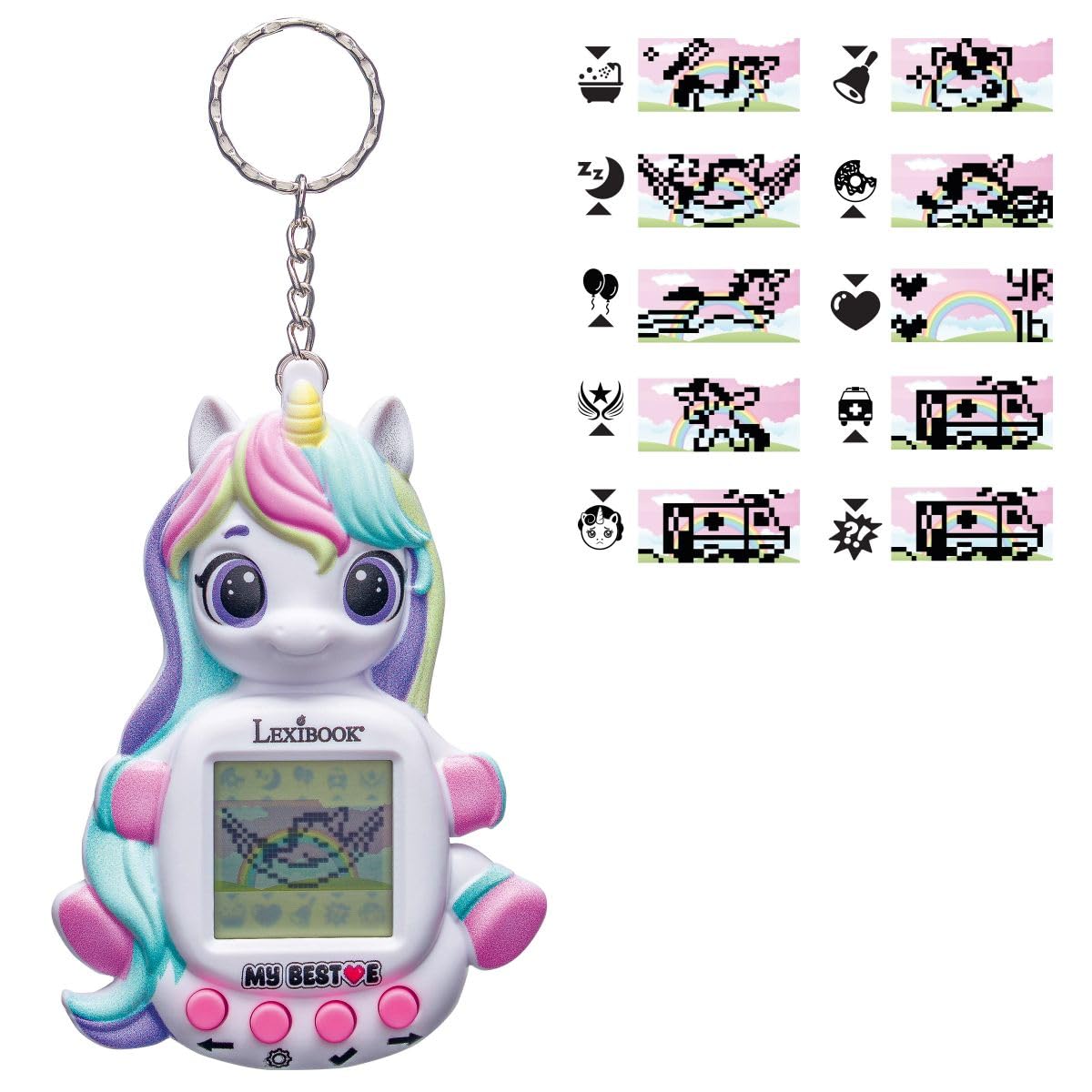 LEXIBOOK, My Best-E Unicorn Console with LCD Screen and Keychain, Pink, JLMBUNI, Rosa, 83.5 cm x 10.33 cm x 2.39 cm - Image 2