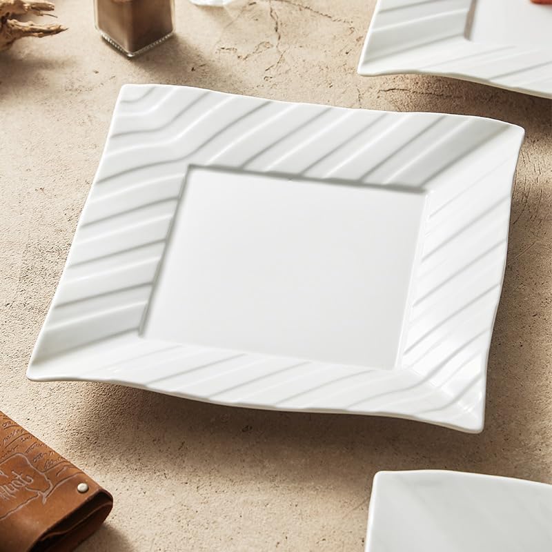 Appetizer Plates Ceramic Plate Dinner Plate Creative Western Plate Steak Plate Square Plate Flat Plate Western Tableware Cheap Plates(Small)