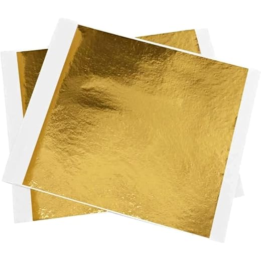 Gold Leaf Sheets, 100 Sheets, 8x8 cm