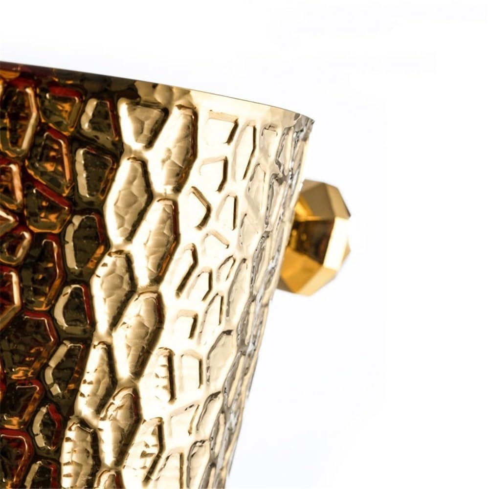 Cubo de Hielo Cubo de Hielo Acero Inoxidable Martillado, Cubo Vino for Fiesta en casa, champán, Decorativo Cubo de Hielo frío para Barra(Gold)