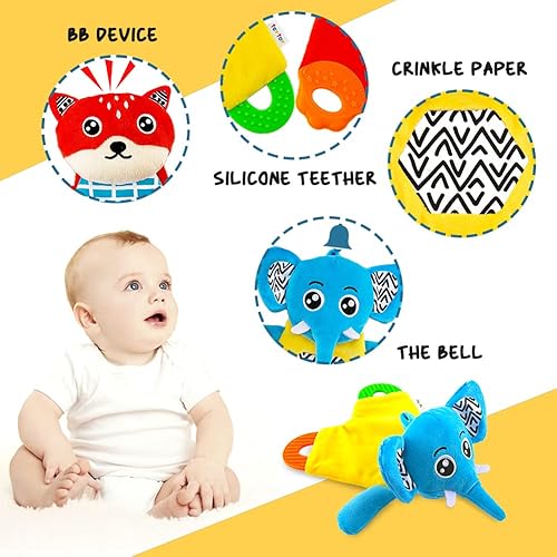 Miniatura 4 de Juguetes para la dentición para bebés, juguetes arrugados para bebés, mordedor, toalla de chupete en blanco y negro, sin BPA, juguetes sensoriales