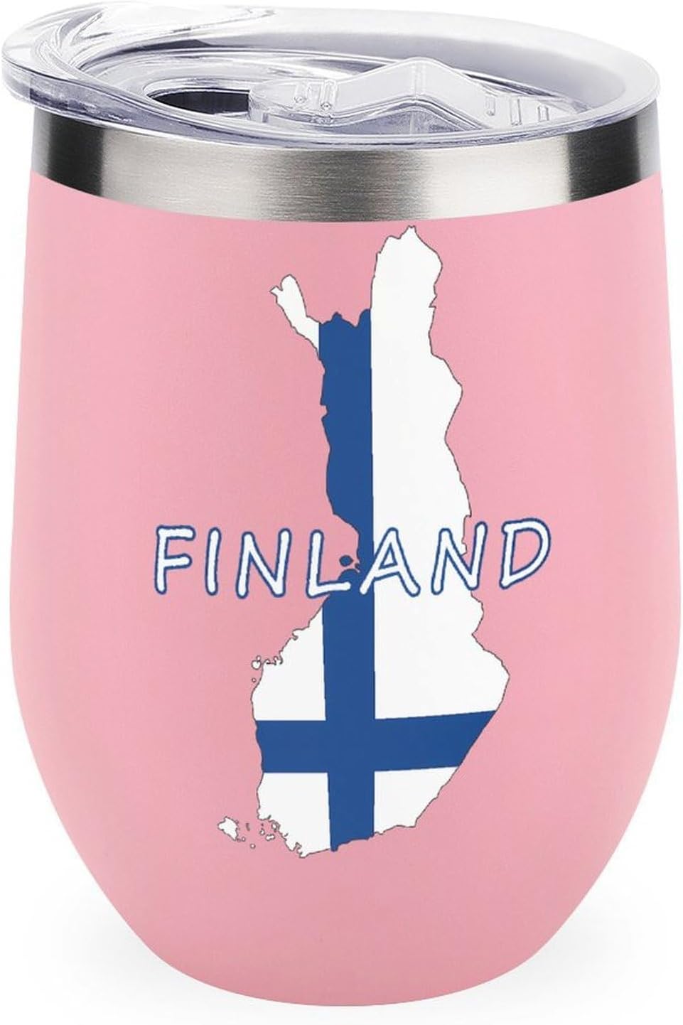 Finland Map Finnish Flag Insulated Drinking Cup Stainless Steel Coffee Mug Wine Tumbler with Lid 12OZ