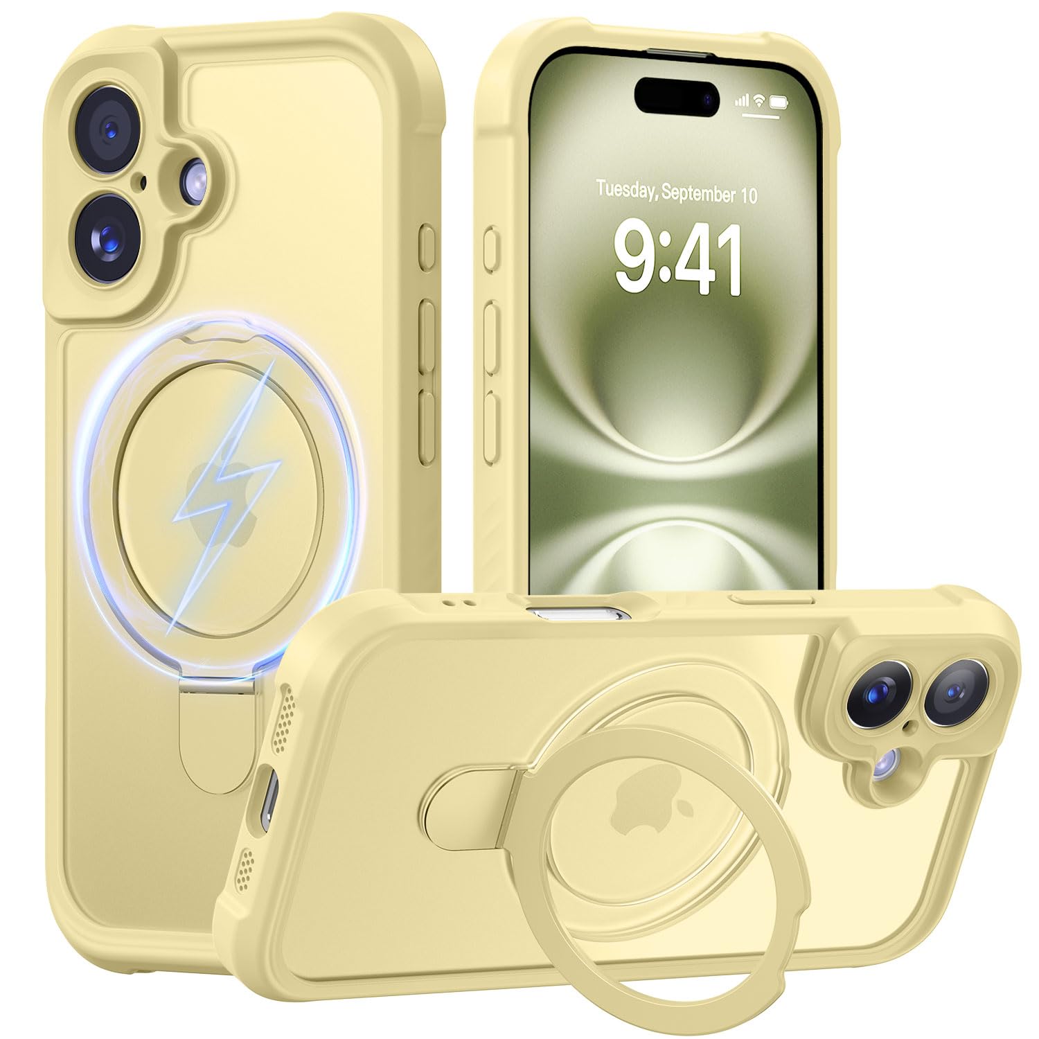 MOCCA Magnetic for iPhone 16 Case with Stand,Creamy Yellow