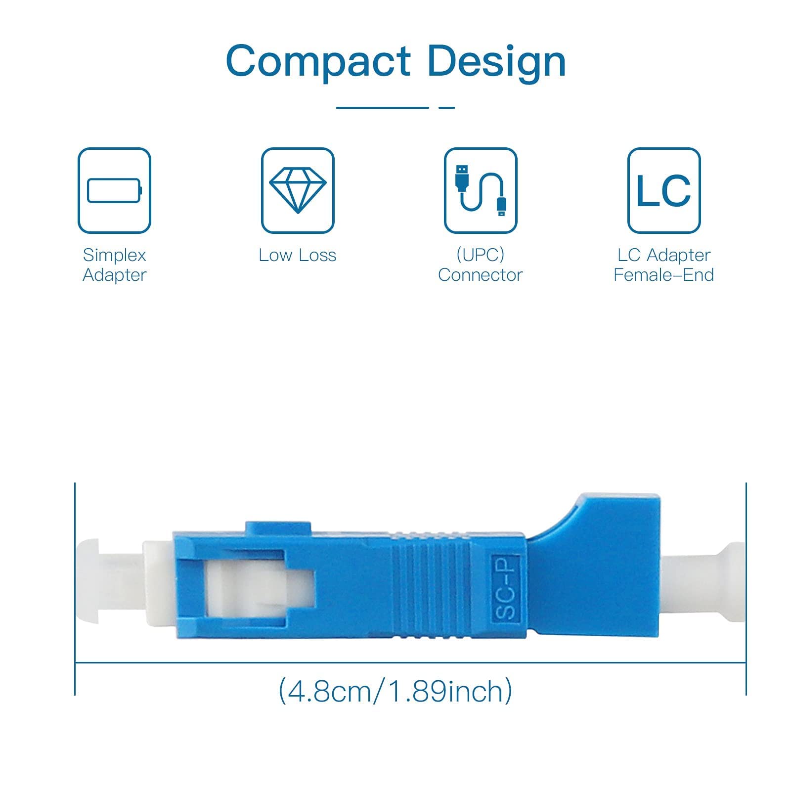 Lot de 4 adaptateurs LC/UPC à fibre optique et adaptateur SC mâle vers LC femelle