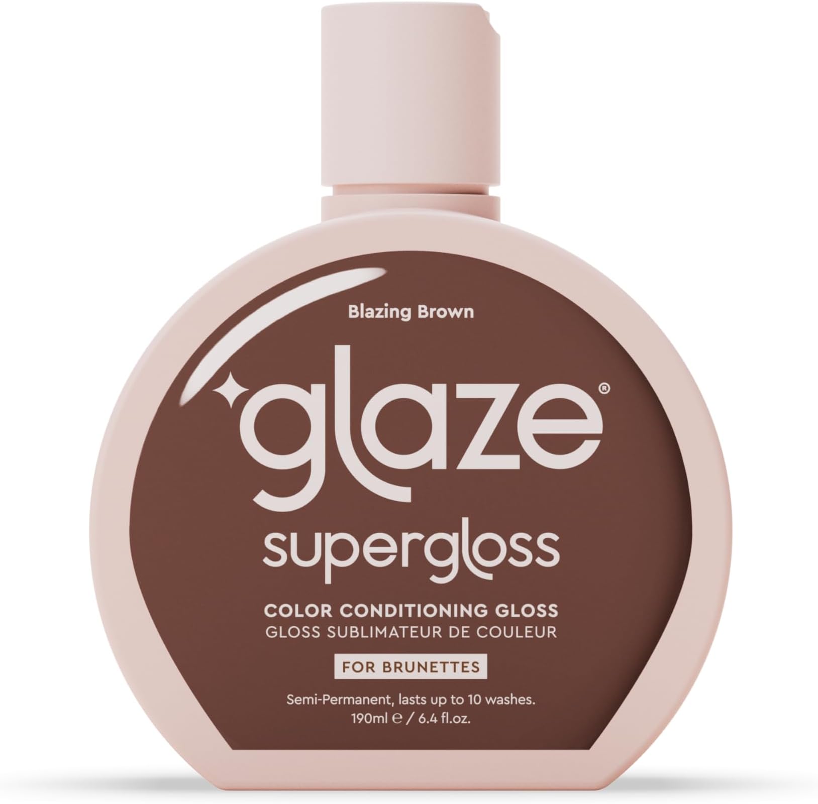 Glaze Supergloss Color Conditioning Gloss With Dispensing Pump – Hydrating Semi-Permanent Color Hair Gloss & Shine Boost – For Natural Medium to Dark Brown Hair – 6.4 Fl Oz - Blazing Brown