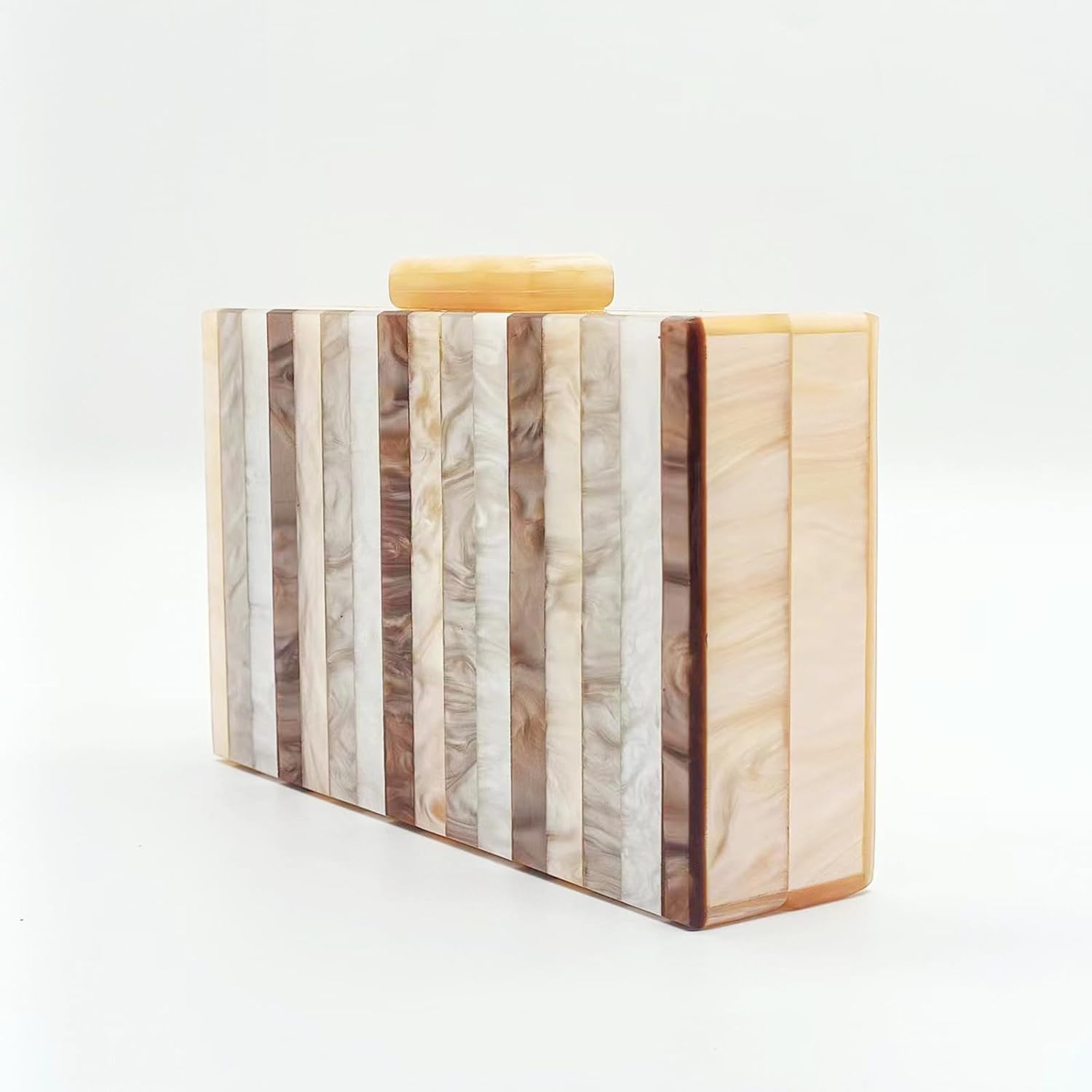 Acrylic Evening Bag, Clutch Purses for Women, Colorful Geometry Motifs Crossbody Bag for Wedding Party(Khaki) - Image 5