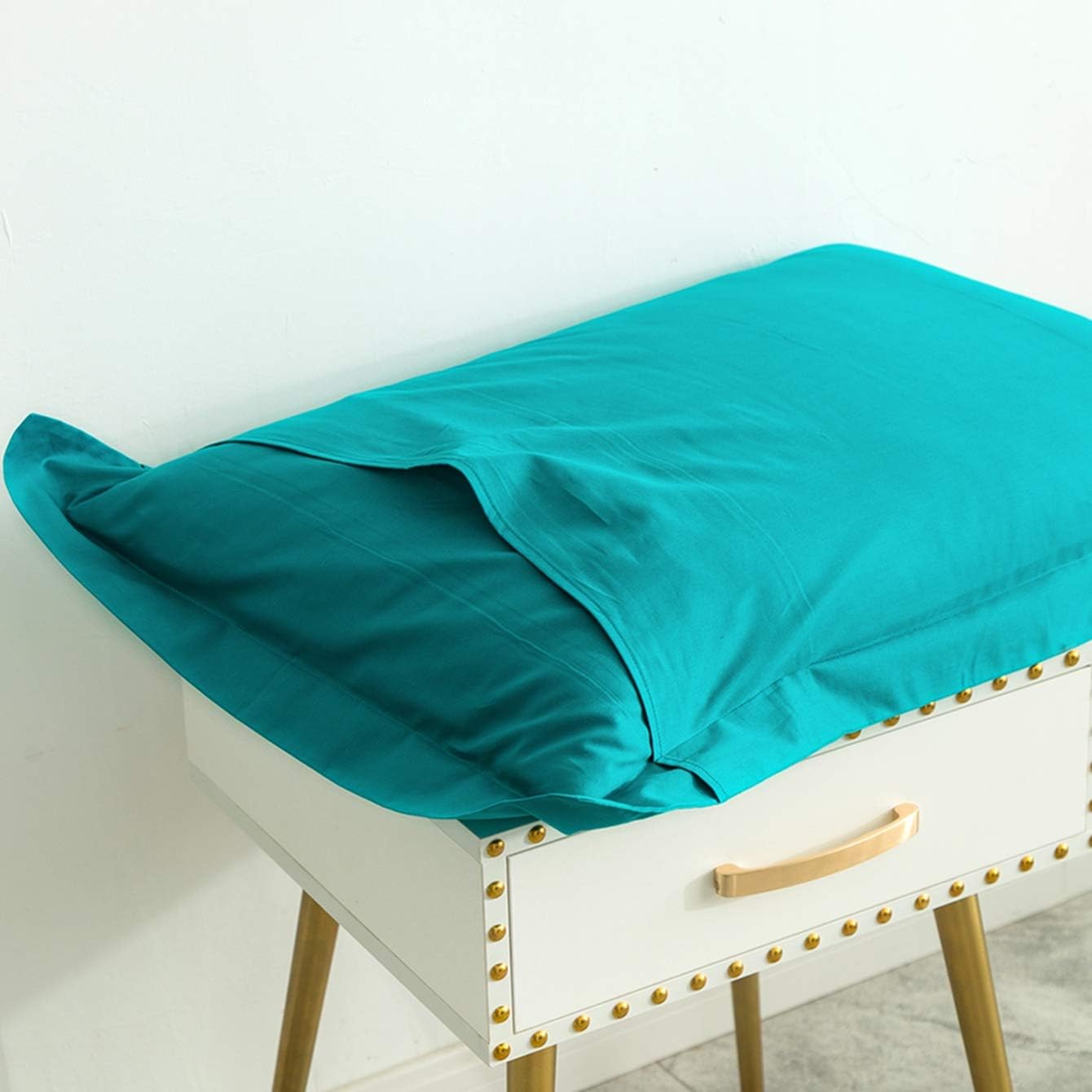 SUSYBAO Turquoise Blue Duvet Cover King 100% Cotton 3 Pcs Set 1 Modern Turquoise Duvet Cover with Zipper Ties 2 Pillow Shams Stylish Neutral Bedding Set Luxury Soft Breathable - Image 6