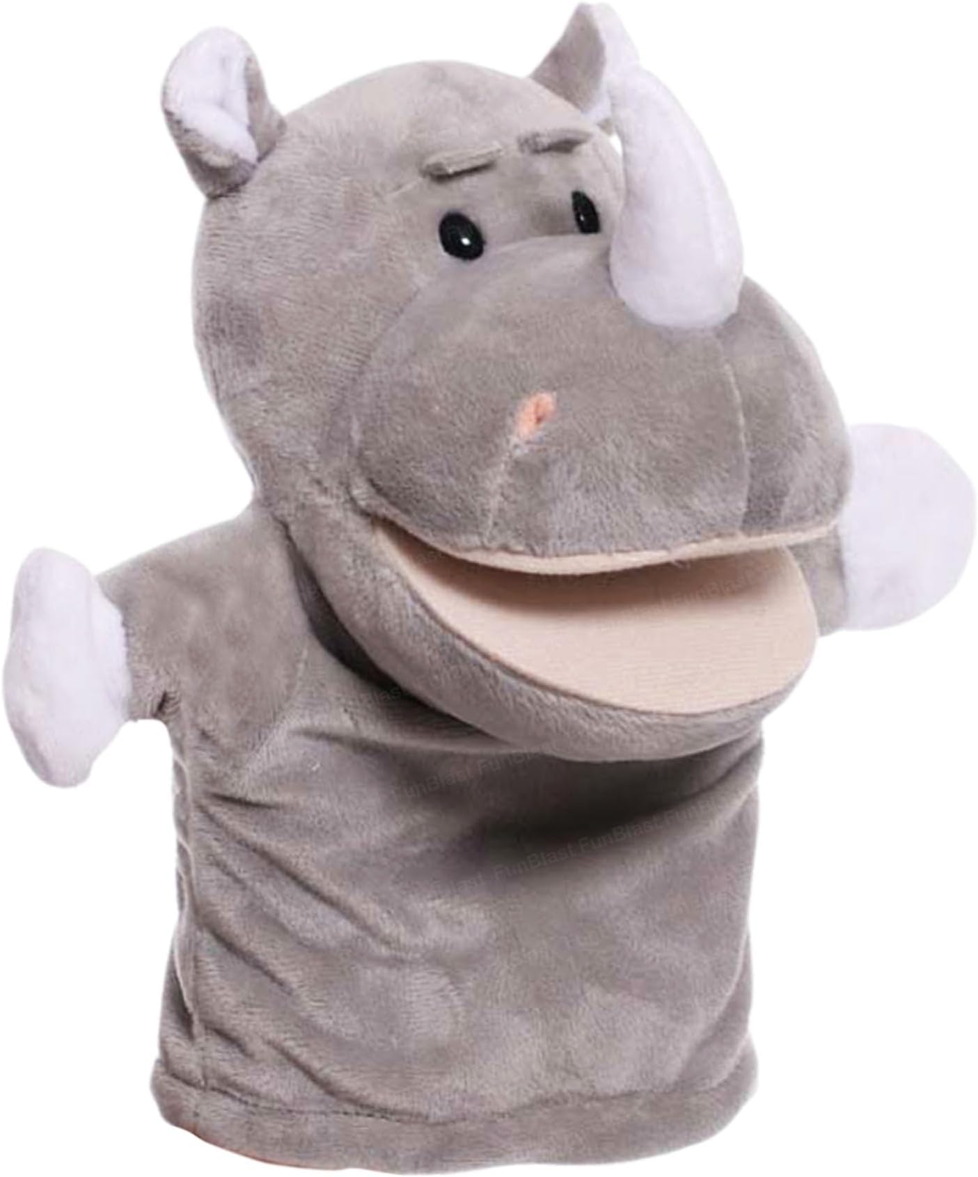 FunBlast Plush Animals Hand Puppet with Movable Open Mouth, Soft Hand Puppet for Kids, Story Telling Toy (Hippo)
