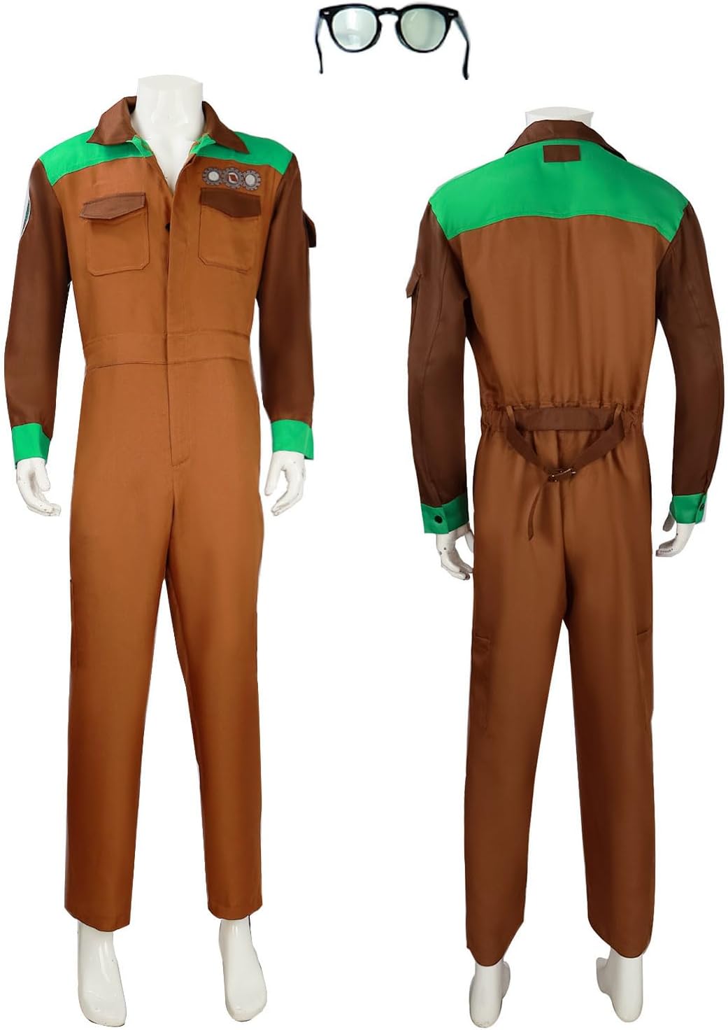 Mens Loki Cosplay Jumpsuit Bodysuit Laufeyson Battle Uniform with Glasses for Halloween Costume
