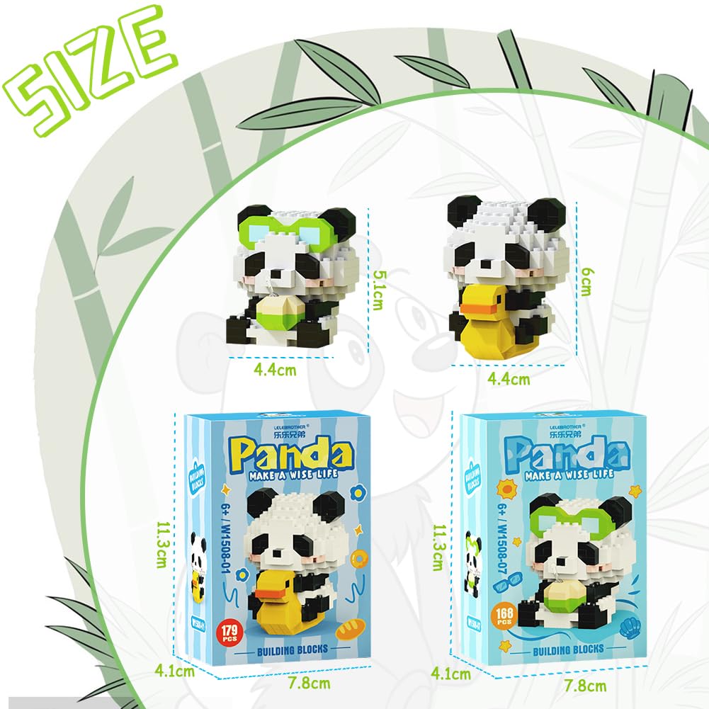 Panda Building Blocks Anime Model Micro Blocks 3D Puzzle Micro Brick Figures Toys Plastic Model Kits Micro Building Block Puzzle Children DIY Block 2PCS - Image 2