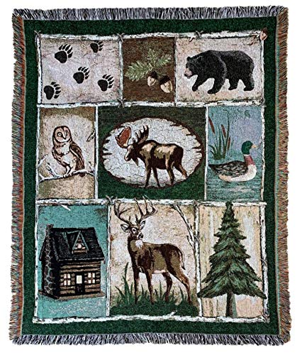Ez.enjoy Moose Bear Lodge Woven Tapestry Throw Blanket With Fringe 50 X 60 Inches #TOP15
