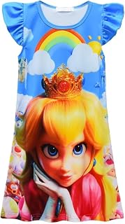 Girls Cartoon Nightdress Kids Nightgown 3D Print Pyjamas Children Robes Nighties Lotus Leaf Sleeve Nightwear