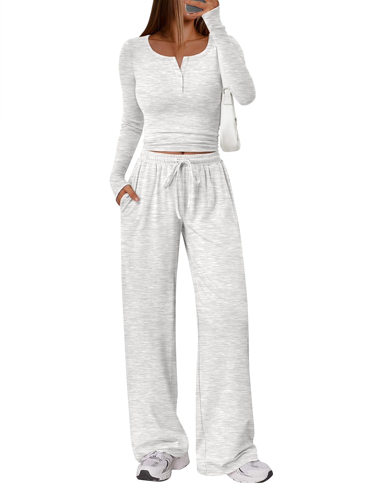 Trendy Queen Womens 2 Piece Matching Lounge Sets 2026 Fall Fashion Outfits | Airport Clothes, Athleisure Workout Gym Set, Loungewear, Winter Clothing, Side-ruched Crop Top, Casual Sweatsuit, Sweat Sui
