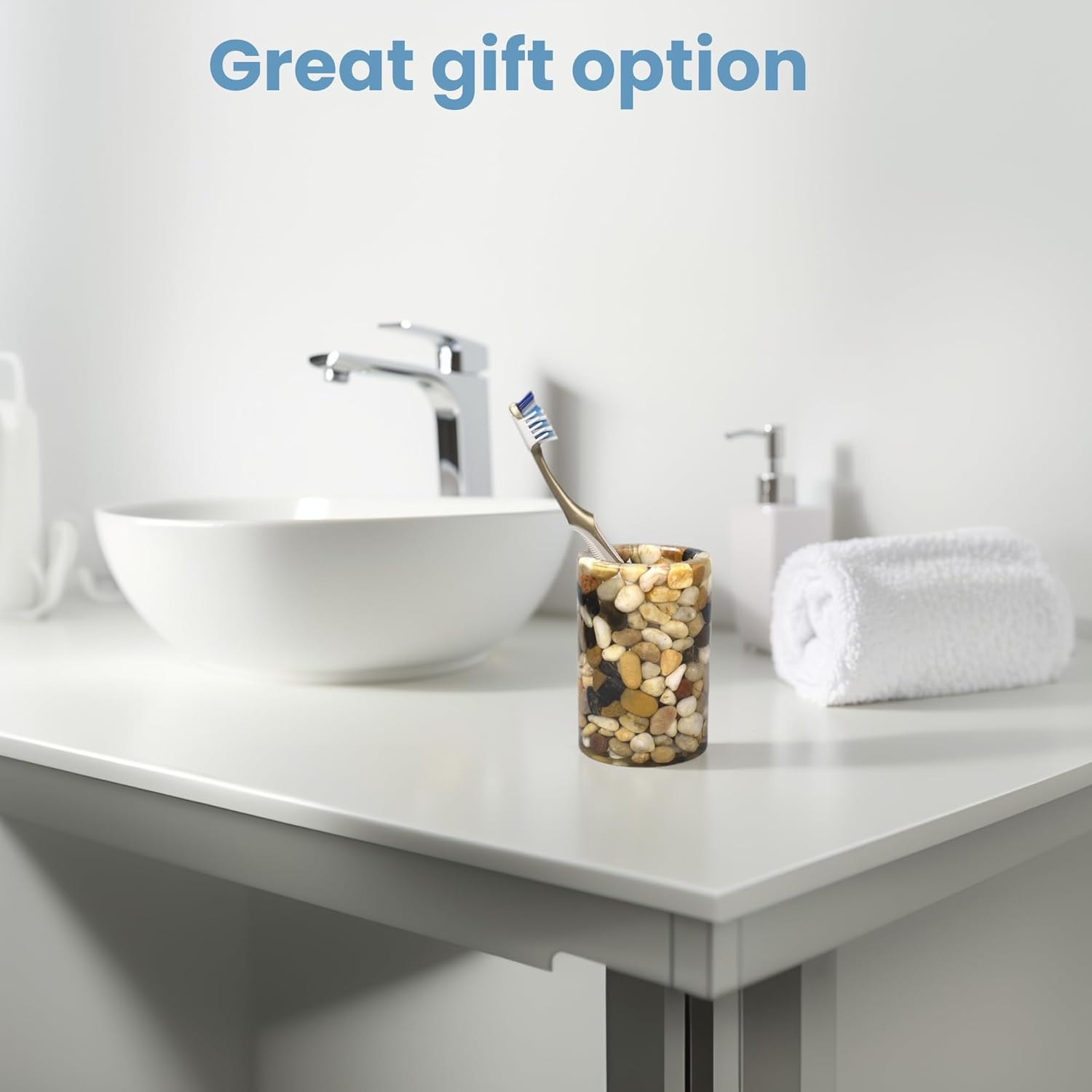 Toothbrush Holders for Bathrooms, Toothbrush Cup, Stone Tooth Brush Holder for Bathroom Decor - Image 5