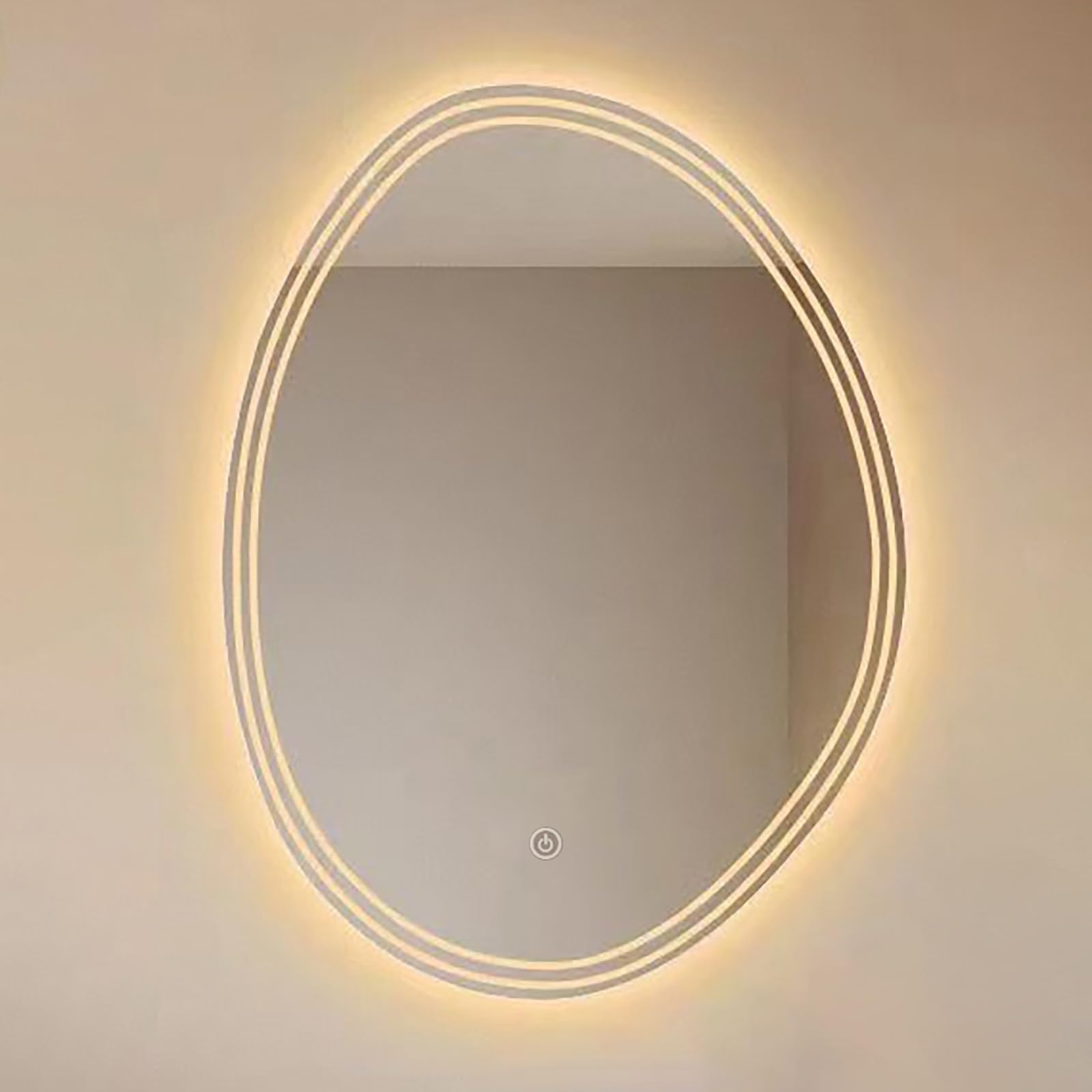 Atwnjkp 3 Colours Led Bathroom Mirror, Frameless Oval Wall Mounted Vanity Mirror With 3-Colour Dimmable Lighting And Touch Control For Makeup Area, Hallway And Living Room, 40X60cm(15.7X23.6in)