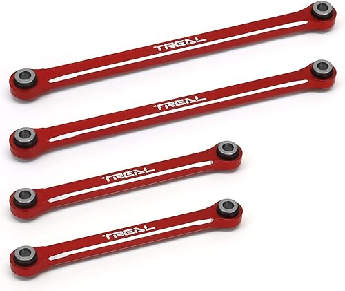TREAL Juego de eslabones superiores de aluminio 7075 (4 piezas) chasis superior 4 enlaces mejoras compatibles con escala 118 TRX4M (rojo)