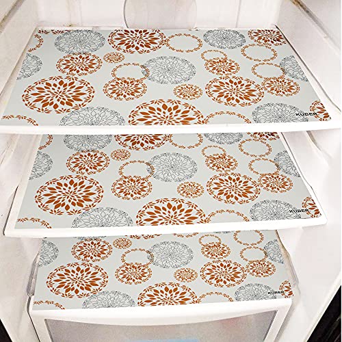 Kuber Industries Reversible Rangoli Print Fridge/Drawer Mats|Water Proof PVC - Polyvinyl Chloride Material|Ranctangular Shape & Non Slip| Size 45 x 30 CM, Pack of 6 (White) 2 61cslPVQzQS