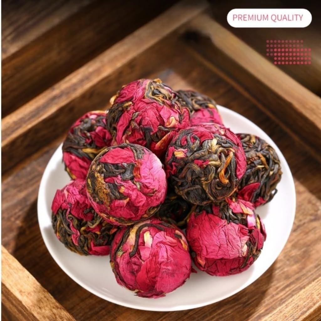 Perle Di Tè Nero Alla Rosa Premium | Tè Nero Cinese in Foglie Sfuse 250g*2/17,64oz | Dolcezza Setosa | Tè Nero Per L'uso Quotidiano E in Ufficio