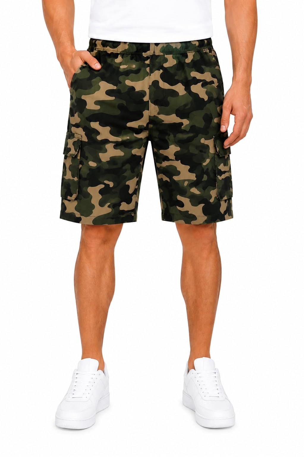 romano nx Men's Camouflage Cargo Shorts, 100% Cotton, Elastic Waistband, 5 Pockets, Ideal for Sports and Travel-picture-47