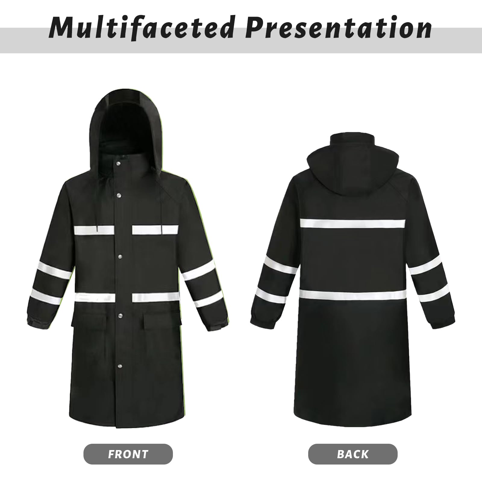 Ynport Crefreak Impermeabile da uomo Giacca da pioggia lunga impermeabile Abbigliamento antipioggia traspirante Riflettente con cappuccio ripiegabile per uomo Donna Adulti