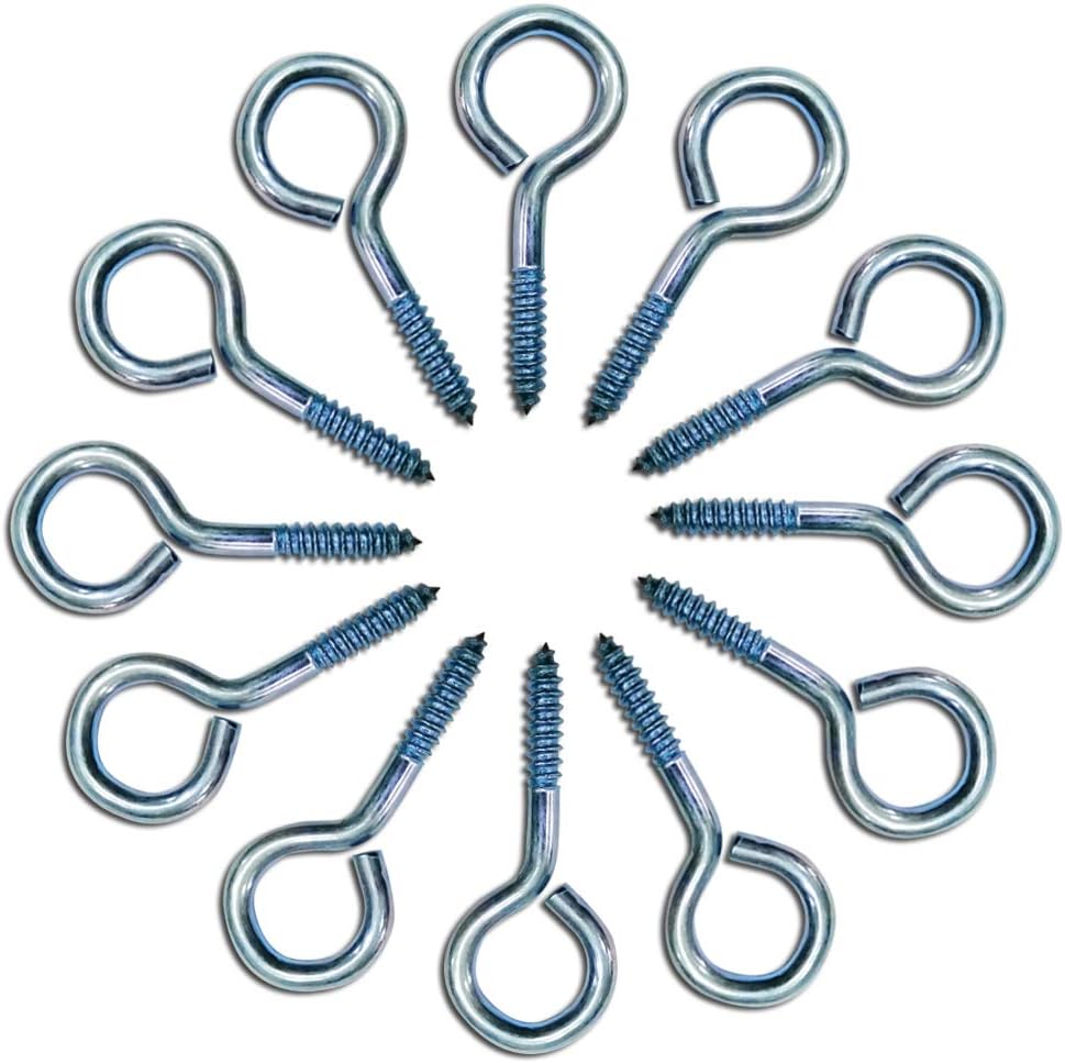 ECKJ 8 Pieces Screw Eye Hooks 18 Zinc Plated Metal Cup Hooks Eye Shape Screw Hooks