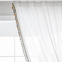 Vista 7 de 2 paneles de cortinas traslúcidas de gasa semitransparentes, cortinas traslúcidas bordadas de lujo para sala de estar y dormitorio