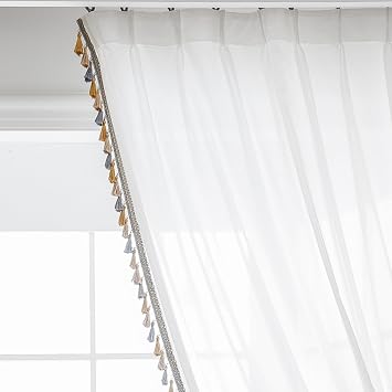 VisionaryHomeDesign White Semi Sheer Curtain,Pinch Pleated Sheer Privacy Window Treatment, with Hooks for Bedroom/Living Room45" W x 108" L,Gray Gold