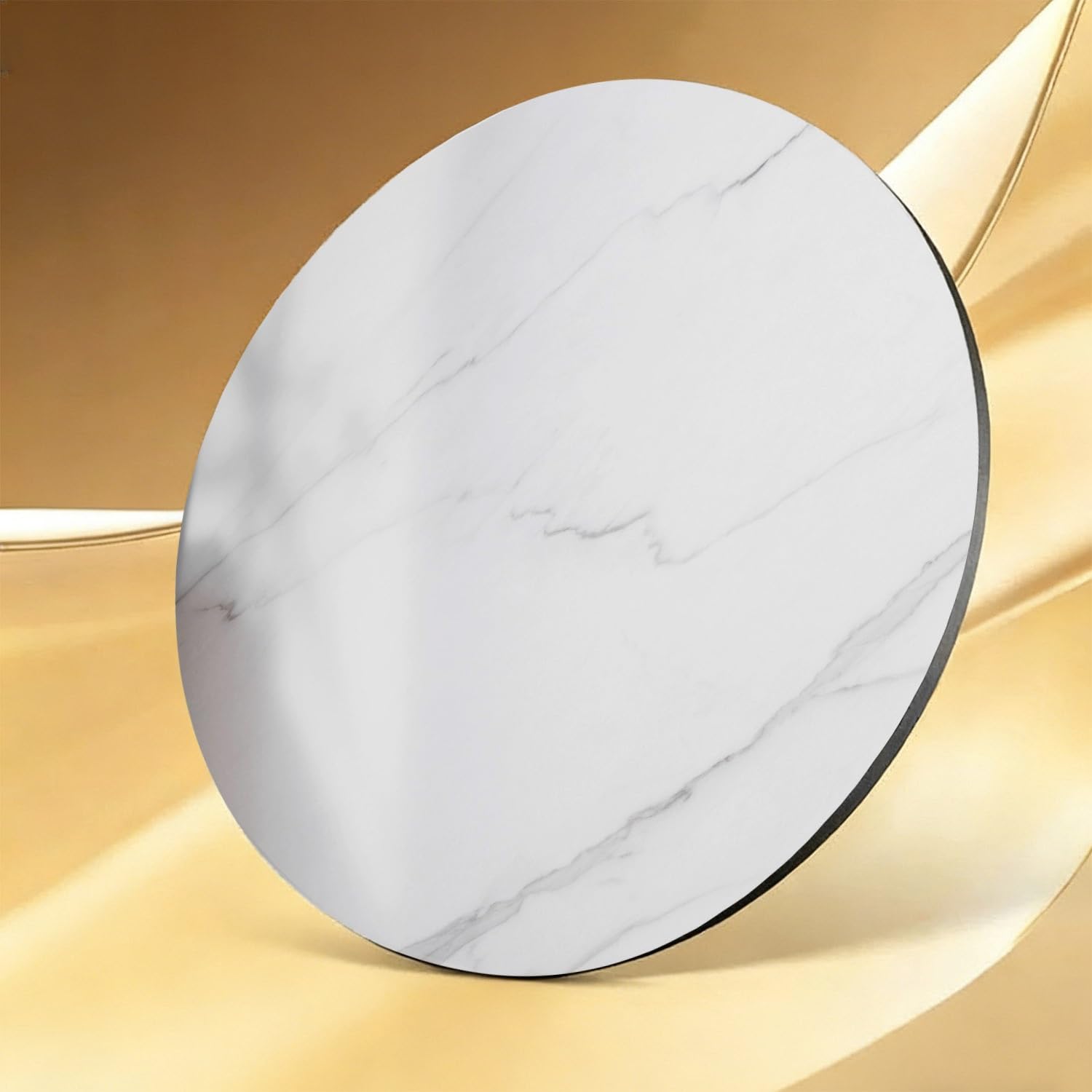 Grand plateau tournant Lazy Susan en marbre rotatif à 360°, 61 cm à 101,6 cm pour cuisine et salle à manger (blanc mat, 91,4 cm)