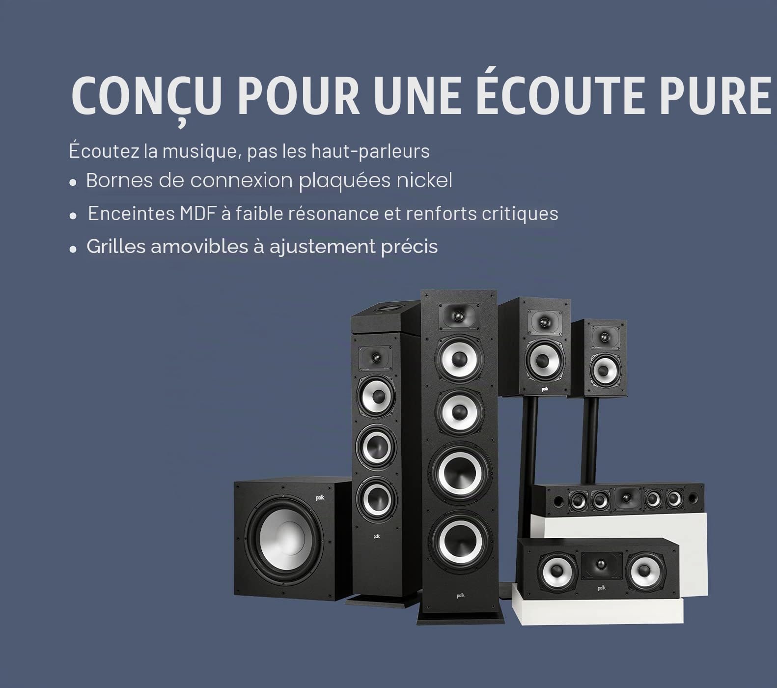 Polk Module de Hauteur Audio MXT90, Haut-parleurs d'extension pour MXT20, MXT60 et MXT70, certifié Dolby Atmos, Compatible avec DTS:X et DTS Virtual:X (Paire) Blanc